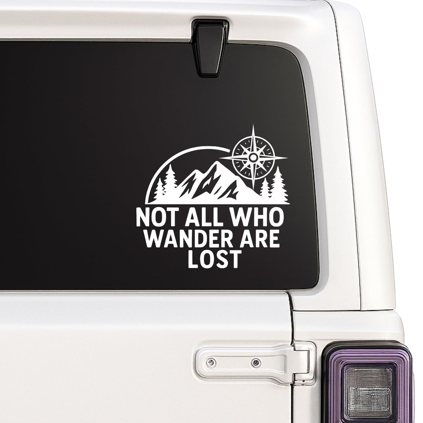 Not All Who Wander Are Lost Travel Vinyl Decal | Mountain Compass Design | Multiple Colors and Sizes Available | Great for RV's | Campers and ATVs - Nostalgi Factory