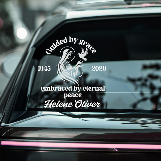 Memorial Decal | Guided by Grace | Waterproof Vinyl | Custom Name Design - Nostalgi Factory