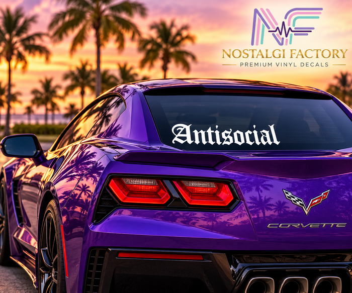 Nostalgi Factory branded purple Corvette Antisocial decal
