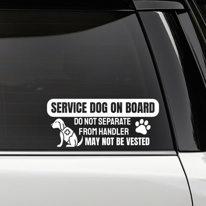 Service Dog On Board Car Decal | Vinyl Warning Sticker | Do Not Separate From Handler | Multiple Colors Available | Pet On Board - Nostalgi Factory