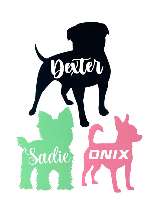 Custom Dog Silhouette Stickers | All Breeds | Car Decals | Dogs With Name | Dog Lover | Vinyl Sticker | Dog Decal - Nostalgi Factory