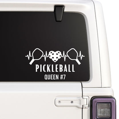 Custom Text Pickleball Heartbeat Car Decal | Custom Text Vinyl Decal Sticker for Windows | Bumpers & More | Paddle & Heart Design for Pickleball Lovers - Nostalgi Factory