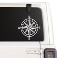 Compass rose — N/E/S/W design shown on a white Jeep window