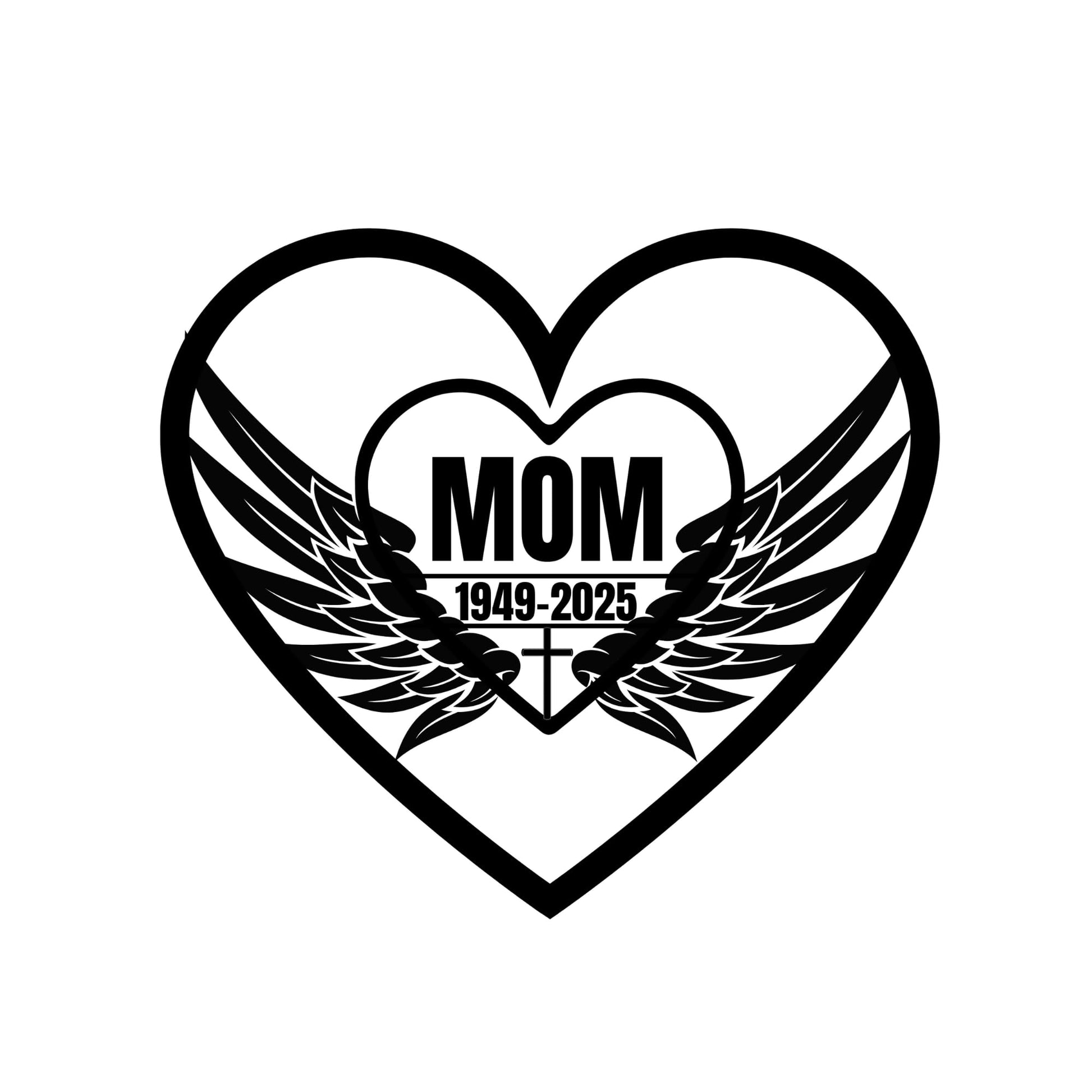 Personalized Memorial Car Decal | Mom Angel Wings Heart Design | 5 Color Options - Nostalgi Factory