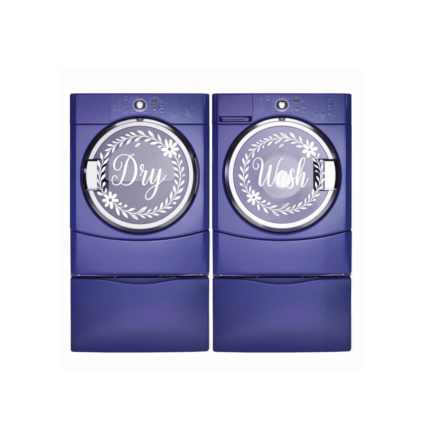 Washer and Dryer Vinyl Decals | Glossy Finish Laundry Room Labels Sticker | 12 Color Options | Modern Front Load Appliance Stickers - Nostalgi Factory