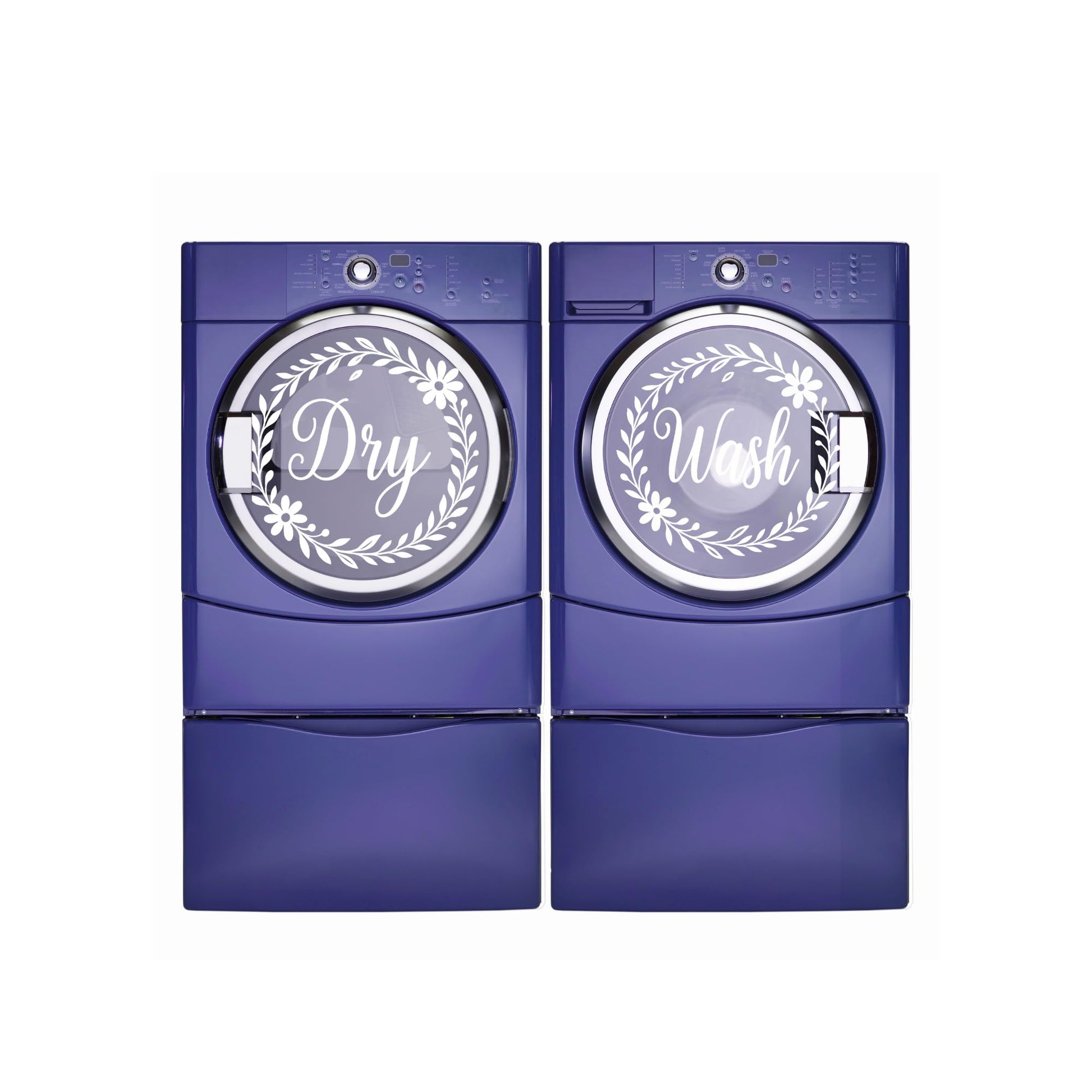 Washer and Dryer Vinyl Decals | Glossy Finish Laundry Room Labels Sticker | 12 Color Options | Modern Front Load Appliance Stickers - Nostalgi Factory