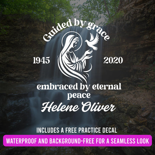 Memorial Decal | Guided by Grace | Waterproof Vinyl | Custom Name Design - Nostalgi Factory