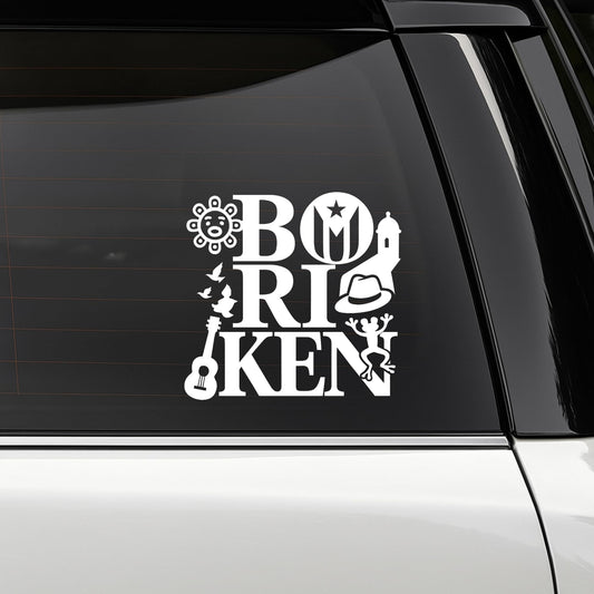 Boriken Puerto Rico Car Decal | Vinyl Window Sticker | Boricua Sticker | Multiple Colors Available - Nostalgi Factory