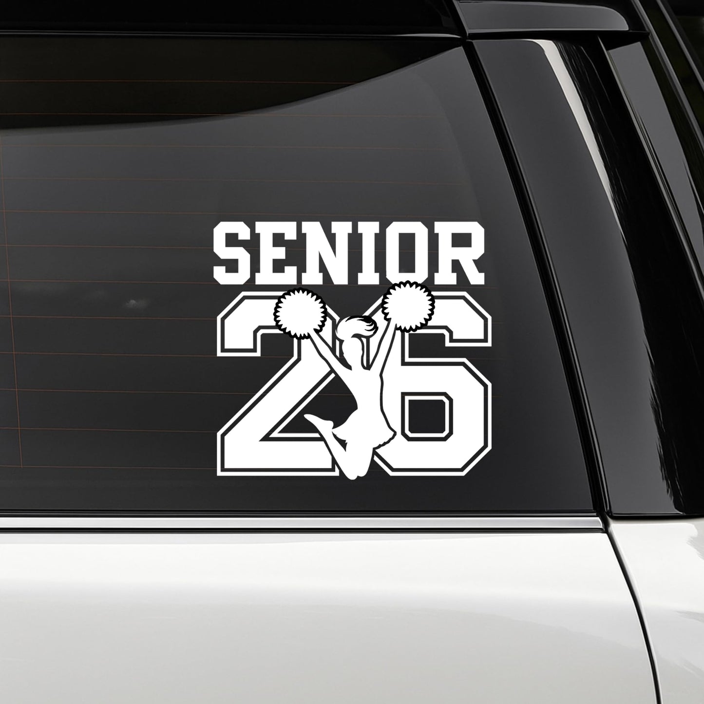 Senior 2026 Car Window Decal, Cheerleader Design Vinyl Sticker, Multiple Colors Available - Nostalgi Factory