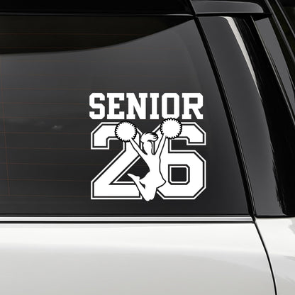 Senior 2026 Car Window Decal, Cheerleader Design Vinyl Sticker, Multiple Colors Available - Nostalgi Factory