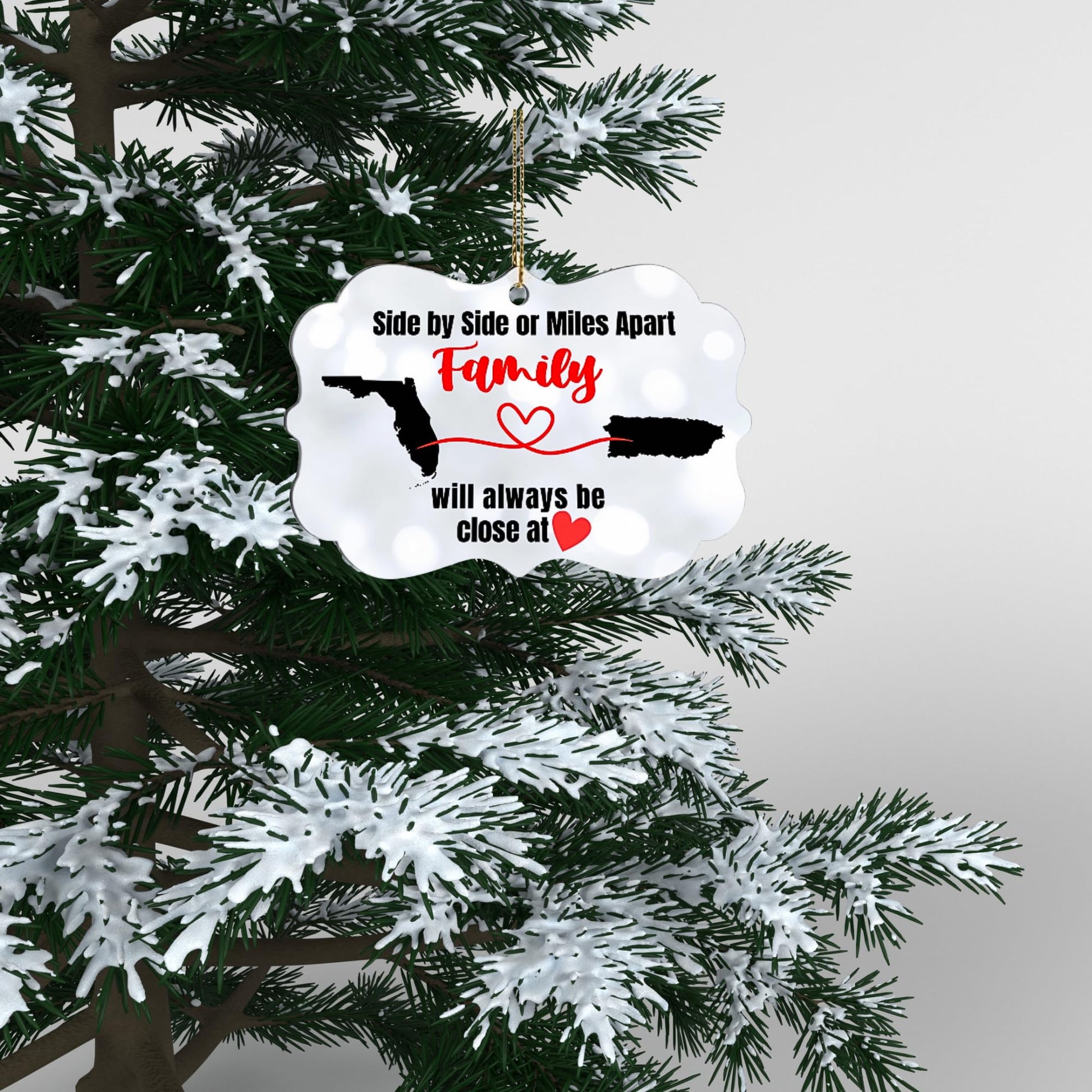 Personalized Christmas Ornament for Distant Friends and Family | Custom Ornament for Those Miles Apart | Close at Heart | Any Two States | Sentimental Gift - Nostalgi Factory