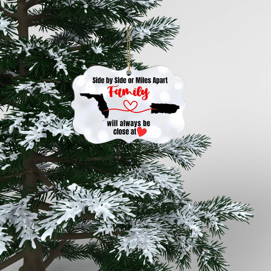 Personalized Christmas Ornament for Distant Friends and Family | Custom Ornament for Those Miles Apart | Close at Heart | Any Two States | Sentimental Gift - Nostalgi Factory