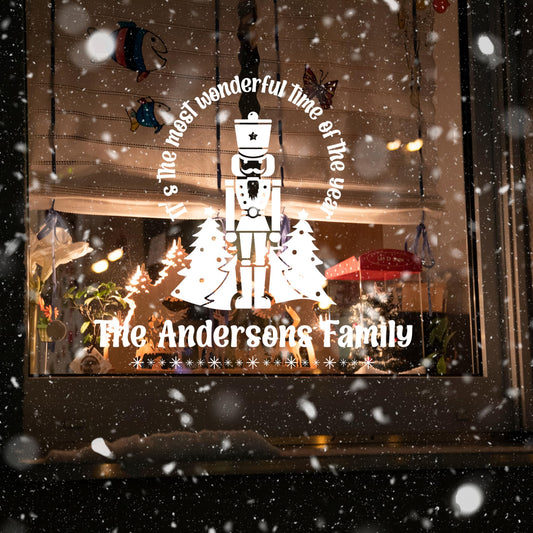 Personalized Christmas Nutcracker Window Decal | Custom Vinyl Decal | Available in 7 Colors - Nostalgi Factory