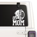 Football Mom — helmet and football design shown on a white Jeep window