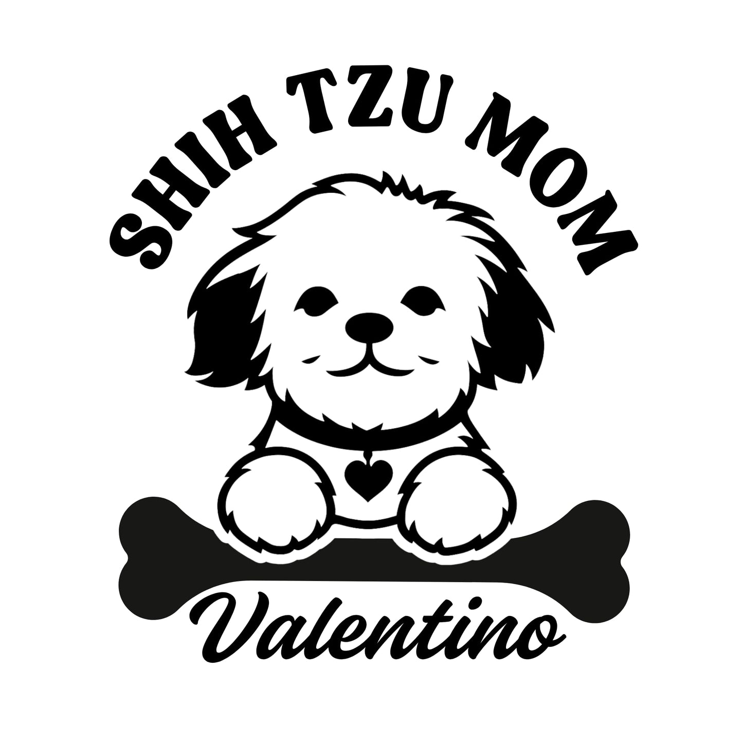 Customizable Shih Tzu Mom or Dad car decal vinyl window sticker with pet name in various colors, featuring a cute Shih Tzu illustration.