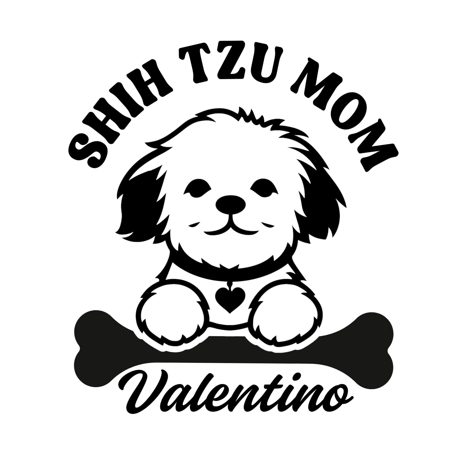 Customizable Shih Tzu Mom or Dad vinyl car decal with pet name in various colors, designed for window decoration.