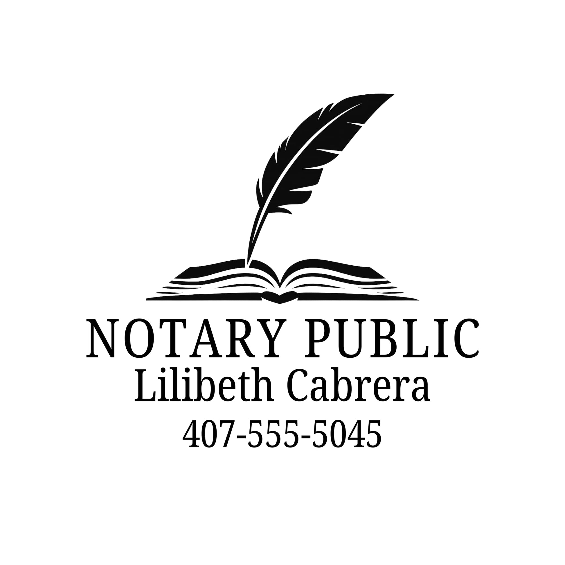 Custom notary public vinyl decal featuring a book and quill logo, perfect for laptops, cars, and windows in various colors.