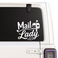 Mail Lady — mailbox and envelopes design shown on a white Jeep window
