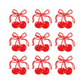Set of 9 Girly Cherry Bow Decal | Cherries Vinyl Decal | Cute Car Tumblers Books, Gift, Notebook Decal | Coquette Bow Sticker Dedal | Various Sizes Available - Nostalgi Factory