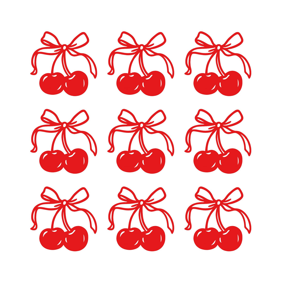 Set of 9 Girly Cherry Bow Decal | Cherries Vinyl Decal | Cute Car Tumblers Books, Gift, Notebook Decal | Coquette Bow Sticker Dedal | Various Sizes Available - Nostalgi Factory