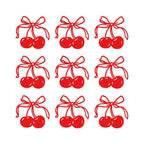 Set of 9 Girly Cherry Bow Decal | Cherries Vinyl Decal | Cute Car Tumblers Books, Gift, Notebook Decal | Coquette Bow Sticker Dedal | Various Sizes Available - Nostalgi Factory