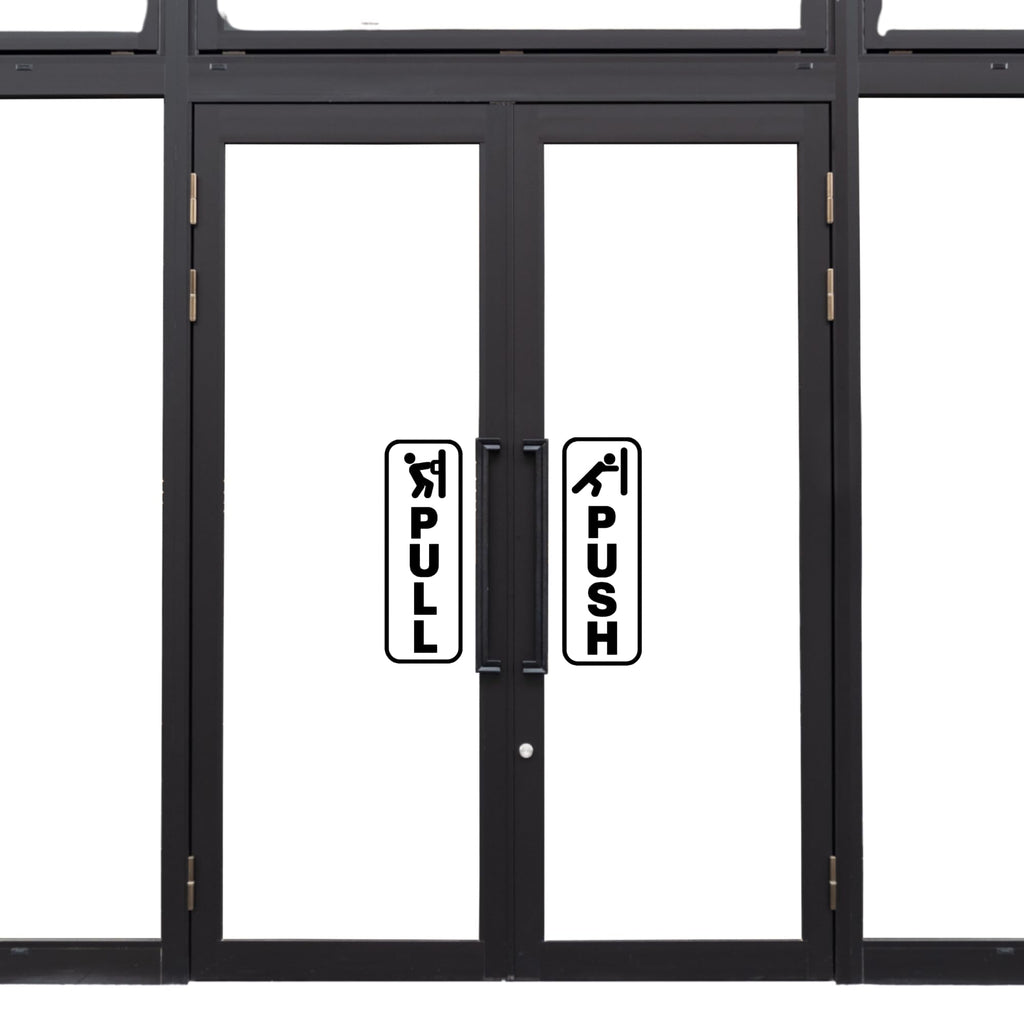 Pull Push Door Signs with Vinyl Decals, Black Frame, Multiple Colors Available - Nostalgi Factory