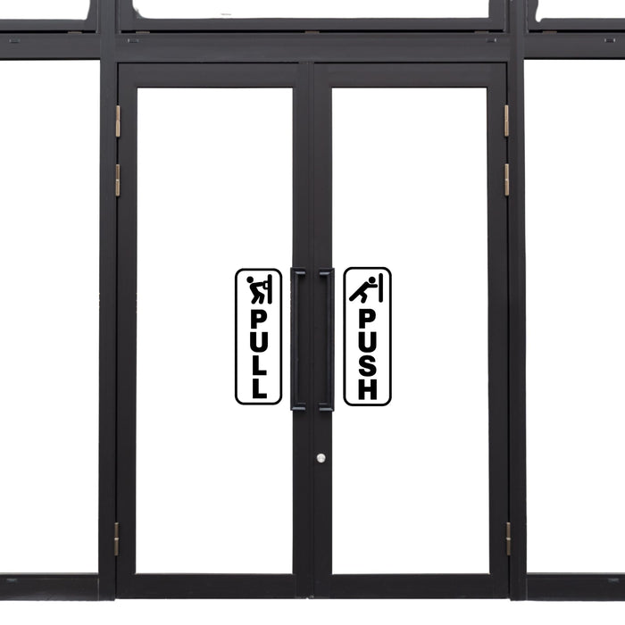 Pull Push Door Signs with Vinyl Decals, Black Frame, Multiple Colors Available - Nostalgi Factory