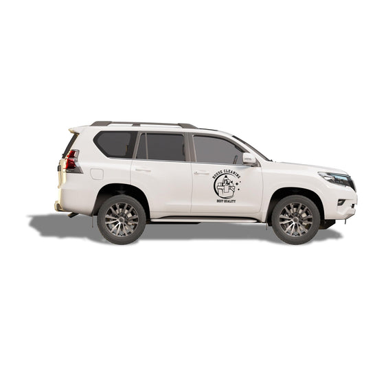 House cleaning logo vinyl decal in 5 colors, permanent car window sticker, suitable for business branding on vehicles.