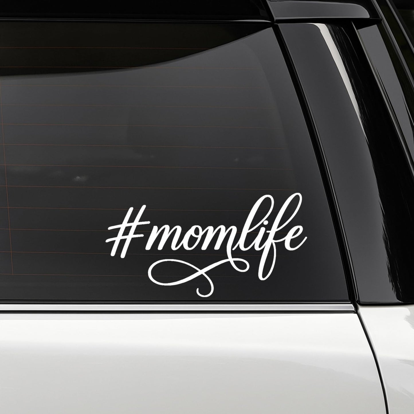 Nostalgi Factory Momlife car decal vinyl window sticker in five color options, featuring a stylish design for moms.