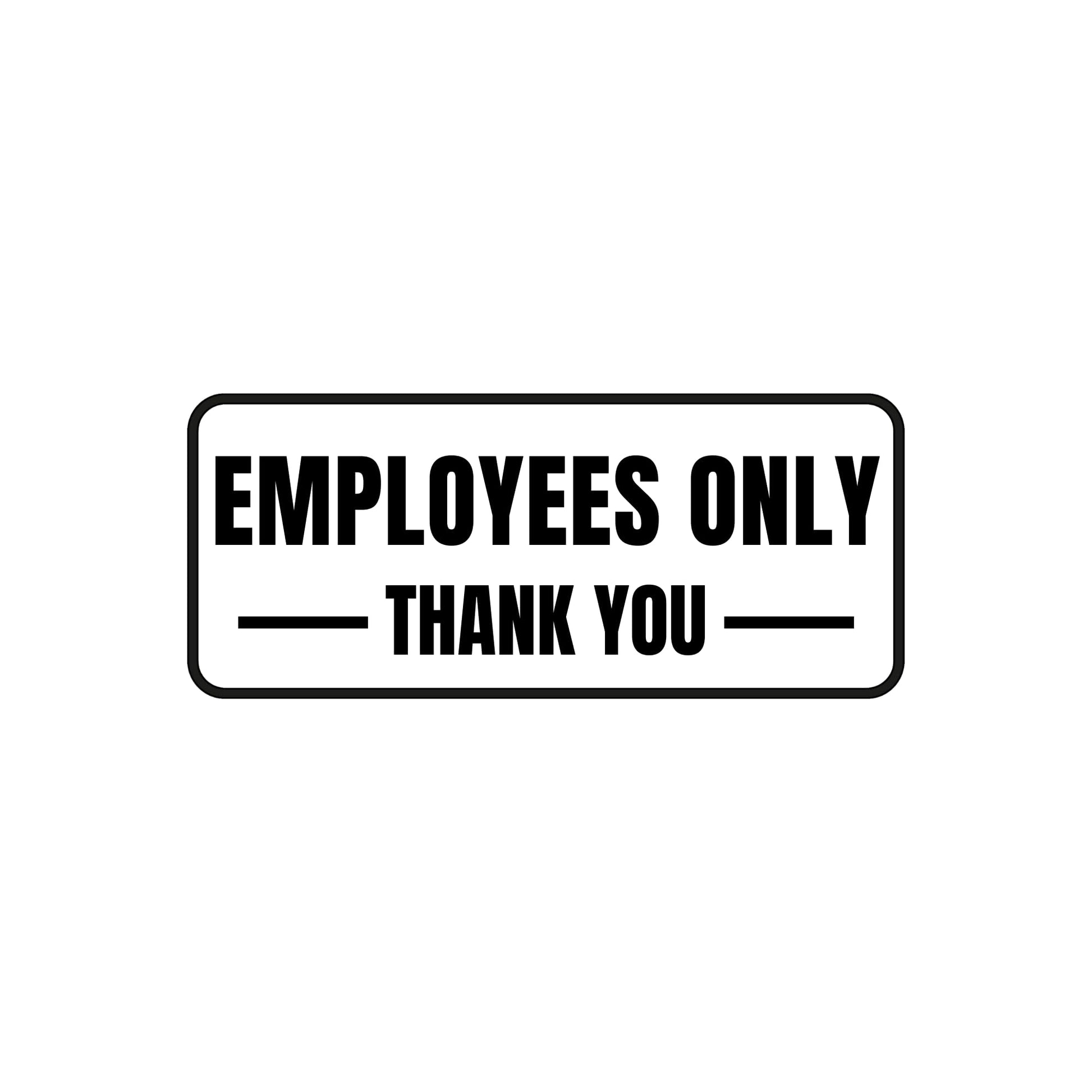 Vinyl decal of an Employees Only sign for professional business signage by Nostalgi Factory, featuring clear lettering and durable design.
