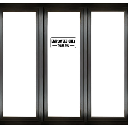 Employees Only vinyl decal sign for businesses, featuring professional design from Nostalgi Factory on a clear background.