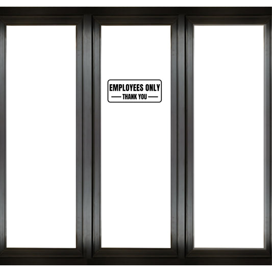 Employees Only vinyl decal sign for businesses, featuring professional design from Nostalgi Factory on a clear background.