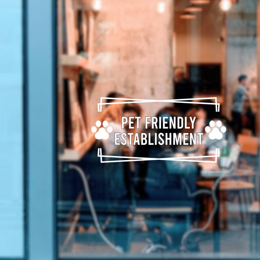 Pet Friendly Establishment Vinyl Decal Sign | Business Window Sticker | Available in 5 Colors - Nostalgi Factory