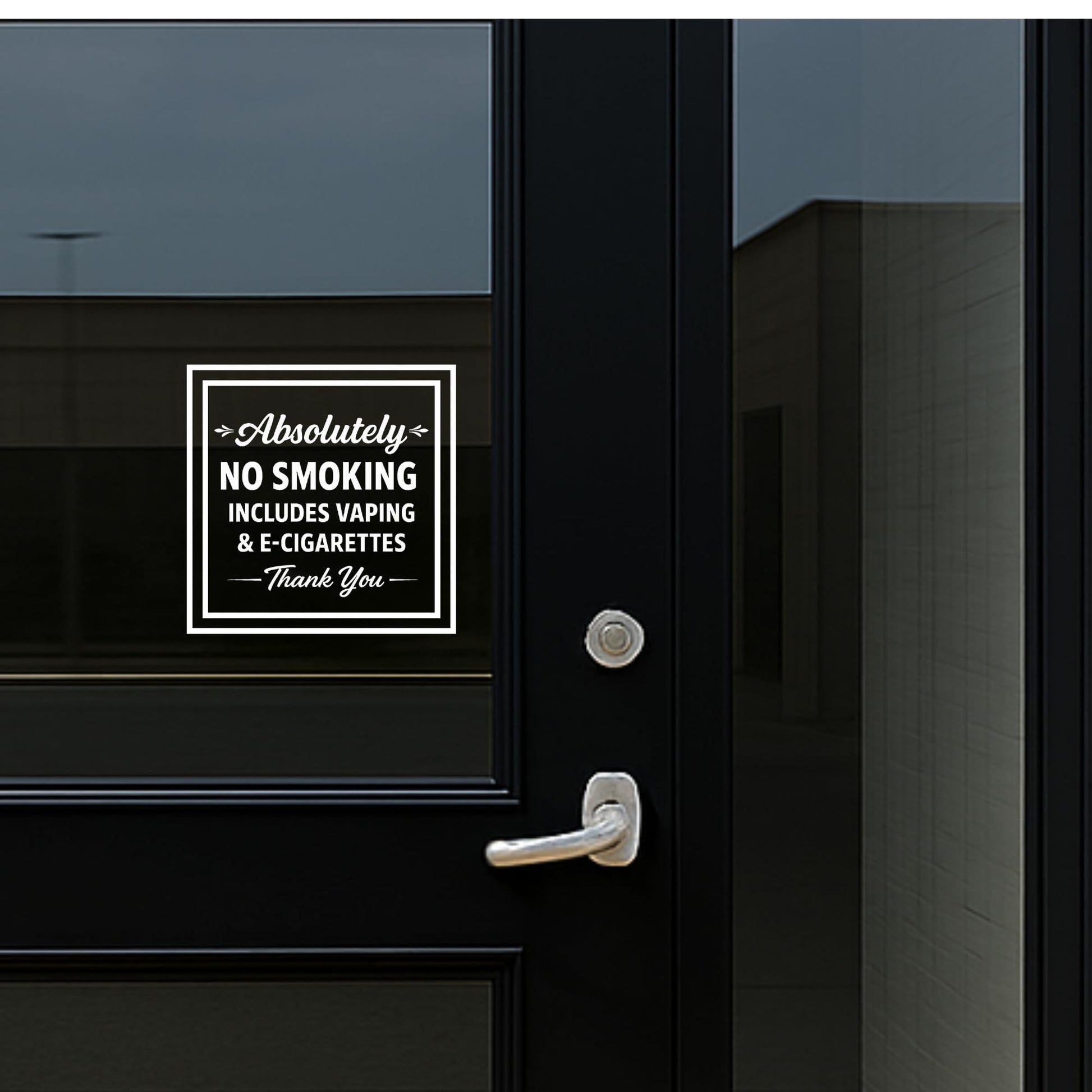 No smoking decal by Nostalgi Factory, featuring vaping and e-cigarette warning, available in multiple colors, made in the USA.