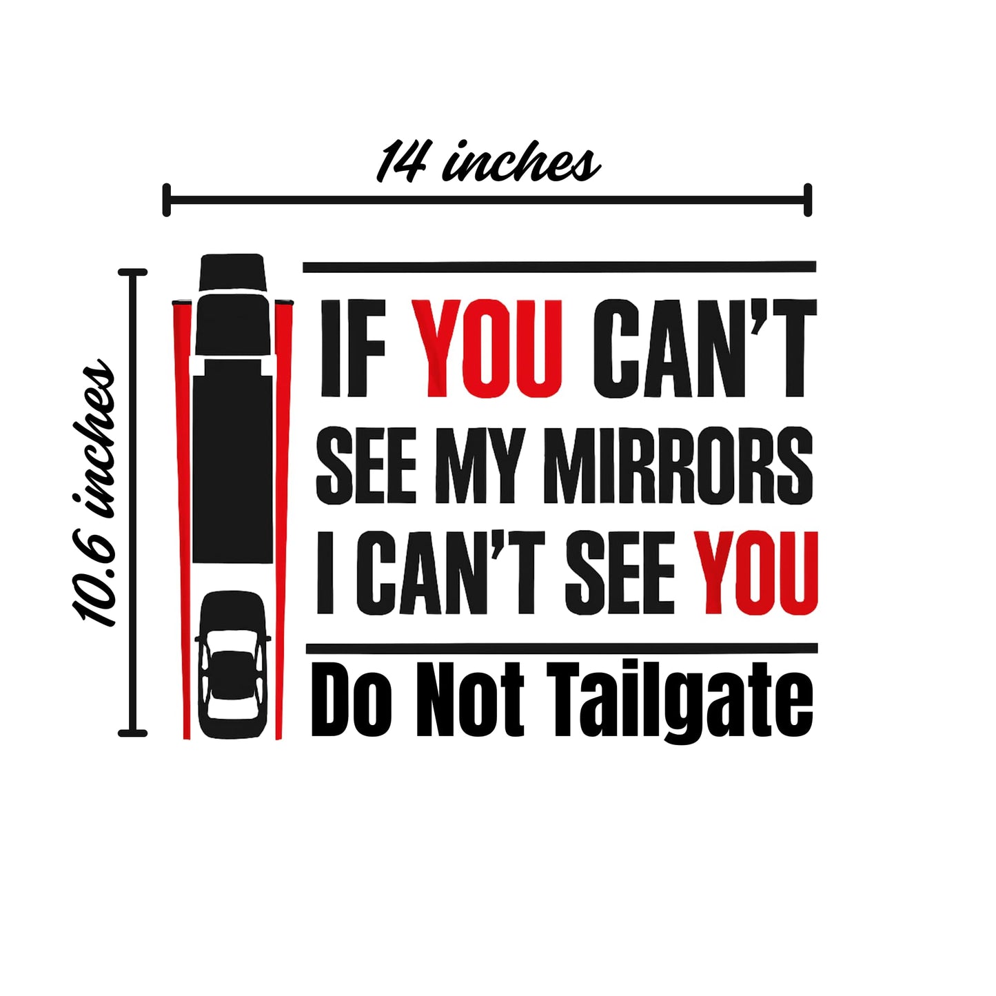 Truck Safety Decal | If You Can't See My Mirrors Warning Sticker | Die-Cut Premium Vinyl | Made in USA - Nostalgi Factory