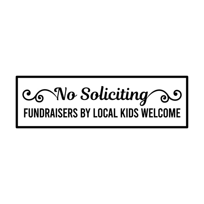 No Soliciting Door Sign with Fundraisers Welcome | Vinyl Decal, Multiple Colors Available - Nostalgi Factory