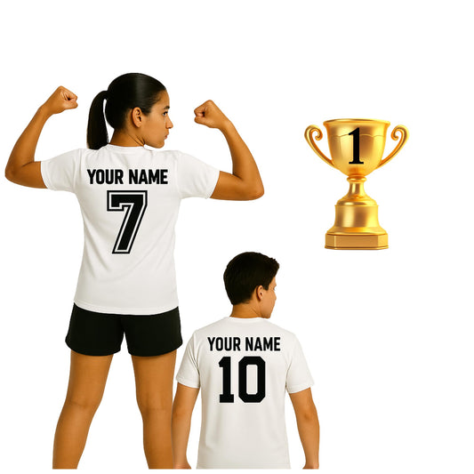 Custom Nostalgi Factory jersey iron-on heat transfer vinyl with name and number for sports shirts, available in 10 colors.