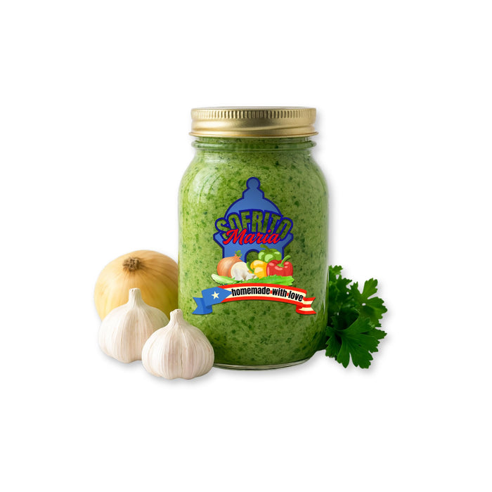 Set of six personalized Sofrito jar labels by Nostalgi Factory, Puerto Rican seasoning stickers with premium die-cut design