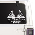 Black 6-inch Angel Wing Memorial Decal by Nostalgi Factory, personalized for memory boxes, cars, mirrors, vases, and more.