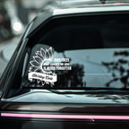 Orange sunflower memorial decal from Nostalgi Factory with custom name and quote, 8-inch car memorial decal.