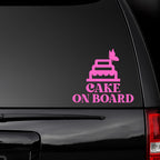 Colorful butterfly design cake on board car decal from Nostalgi Factory, featuring wedding and birthday cake vinyl window sticker.