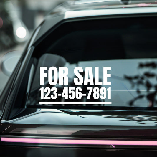Custom Nostalgi Factory personalized decal sticker with number, designed for car windows, includes application instructions.