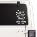 Personalized | Your Wings Were Ready But Our Hearts Were Not | Car Decal Memorial | Window Sticker with Butterflies | Custom Name and Dates | 10 Colors Available - Nostalgi Factory