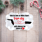Long Distance Family Ornament | Custom Two States | Miles Apart Close at Heart - Nostalgi Factory