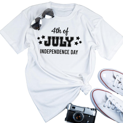 Patriotic 4th of July HTV iron-on transfer with stars for shirts, by Nostalgi Factory, featuring a festive Independence Day design.