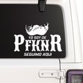 Black PFKNR Puerto Rico car decal vinyl sticker featuring "Seguimo Aquí" and "Yo Soy De PFKNR" design, 6-inch size.