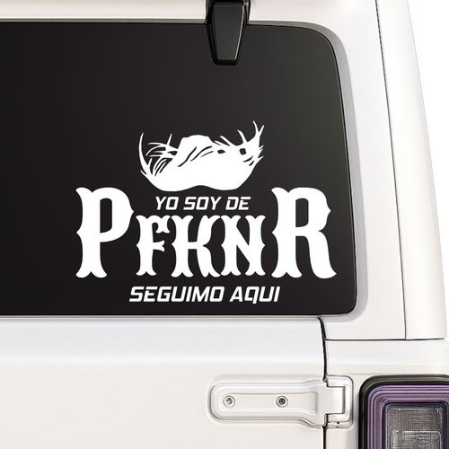 Black PFKNR Puerto Rico car decal vinyl sticker featuring "Seguimo Aquí" and "Yo Soy De PFKNR" design, 6-inch size.