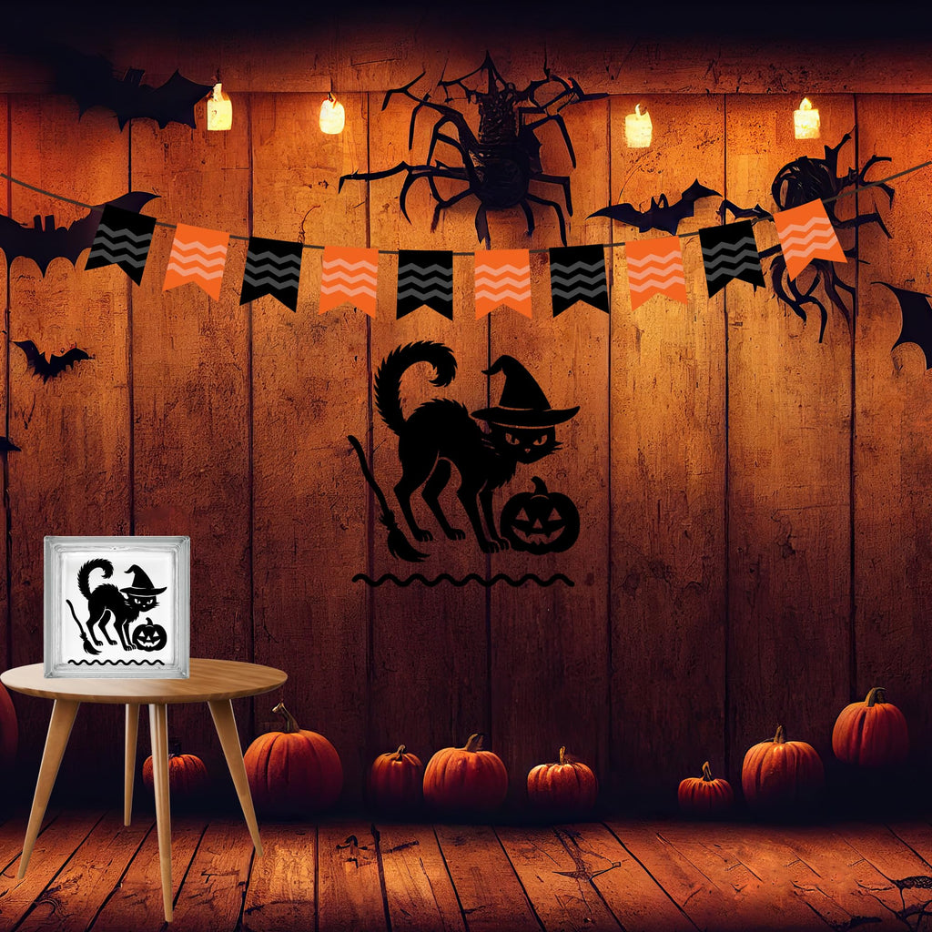Set of 2 Vintage Halloween Black Cat Vinyl Decal | Die-Cut Design | Premium Quality | Made in USA - Nostalgi Factory