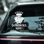 Vinyl decal featuring a crown and domino design from Nostalgi Factory, available in 12 colors, ideal for car customization.