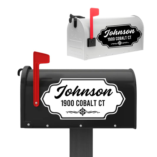 Set of 2 Custom Mailbox Decal with Elegant Frame Design | Personalized Address Vinyl Sticker | Available in 5 Colors | Permanent Outdoor Grade - Nostalgi Factory